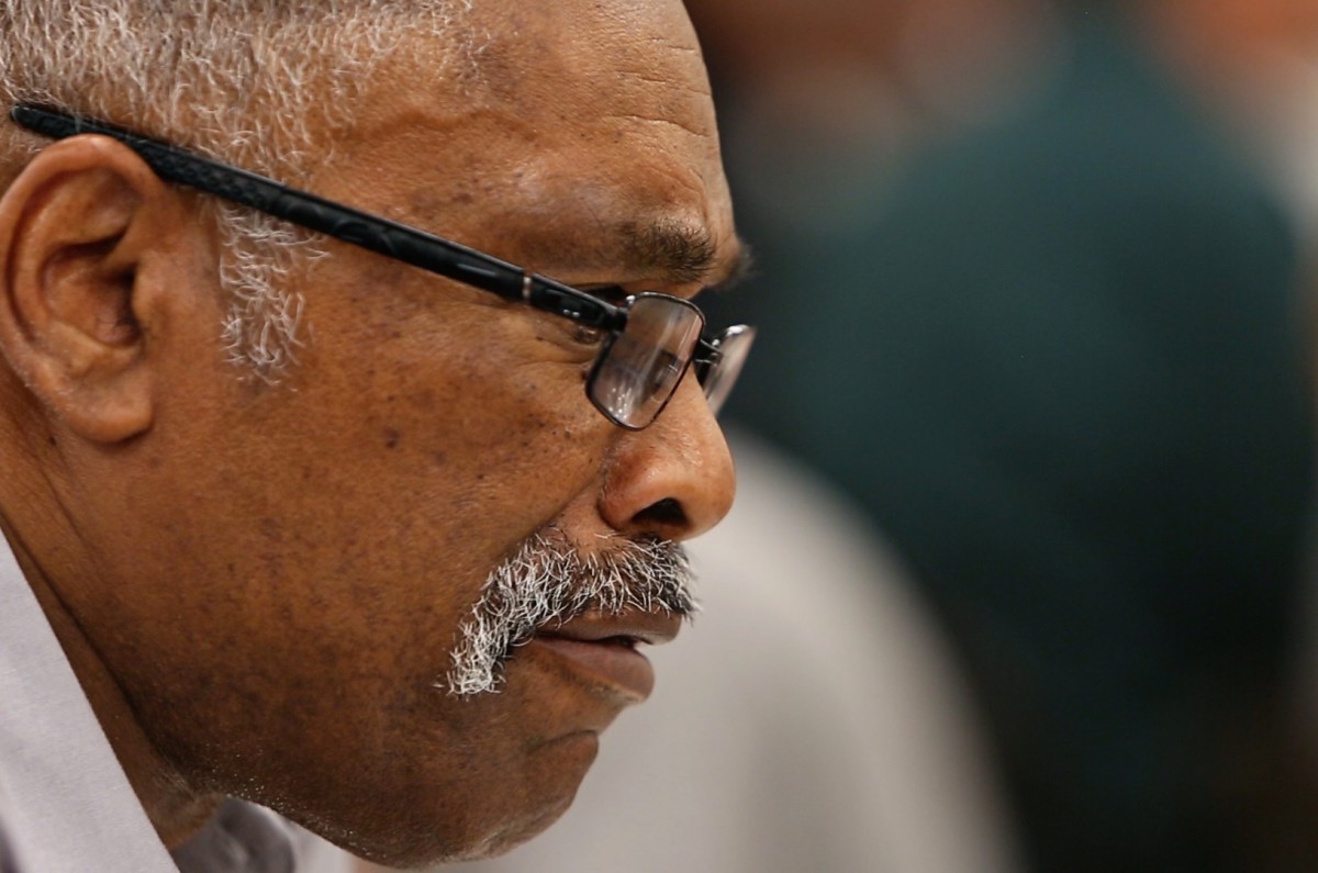 Rev. Reggie Longcrier counseling an inmate during a weekly group fellowship meeting at Catawba Correctional Center.
