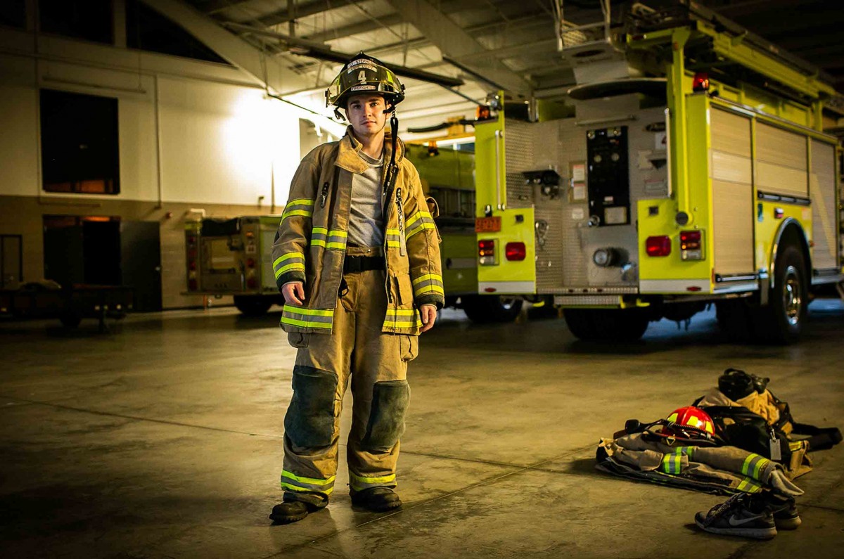 Casey Shell poses for a portrait at the St. Stephens Volunteer Fire Station in Hickory, NC.