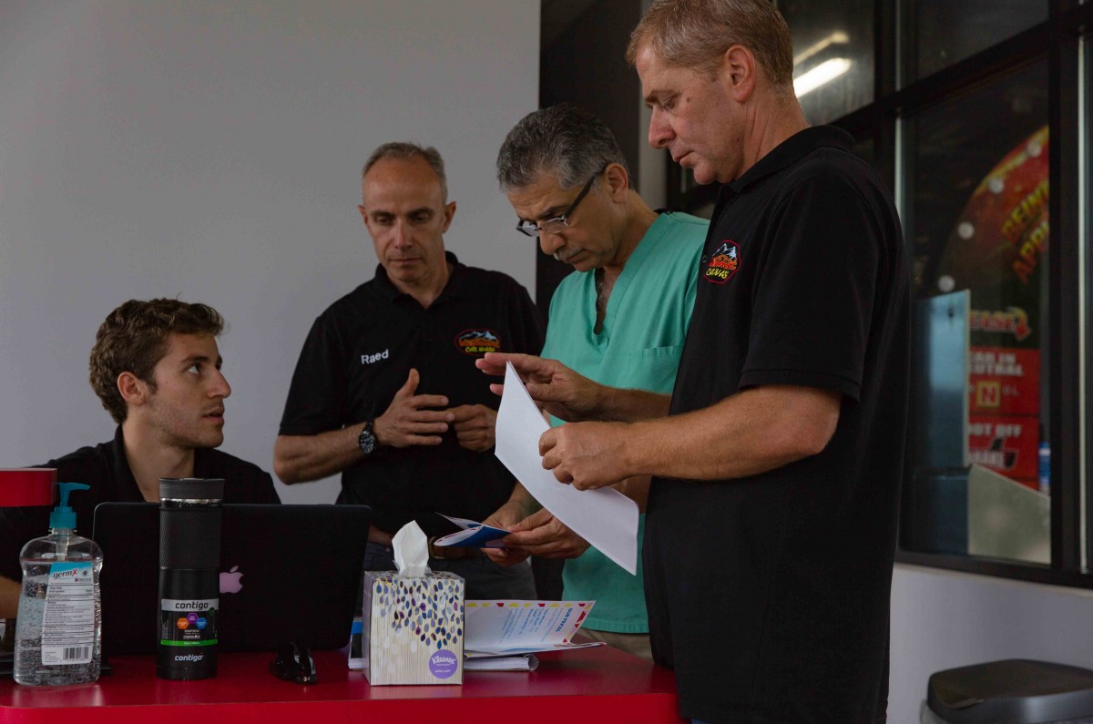 Sami, Raed, and Bassam talk with Dr. Ghassan Alkoutami, Sami’s father and the the owner of Viewmont Car Wash. Ghassan, a cardiologist, visits the car wash frequently to check in and help with the family business.