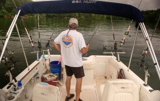 man on his fishing boat