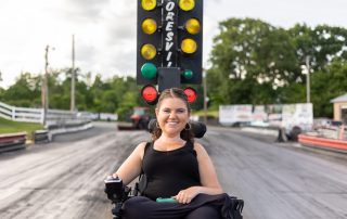 woman on a race track