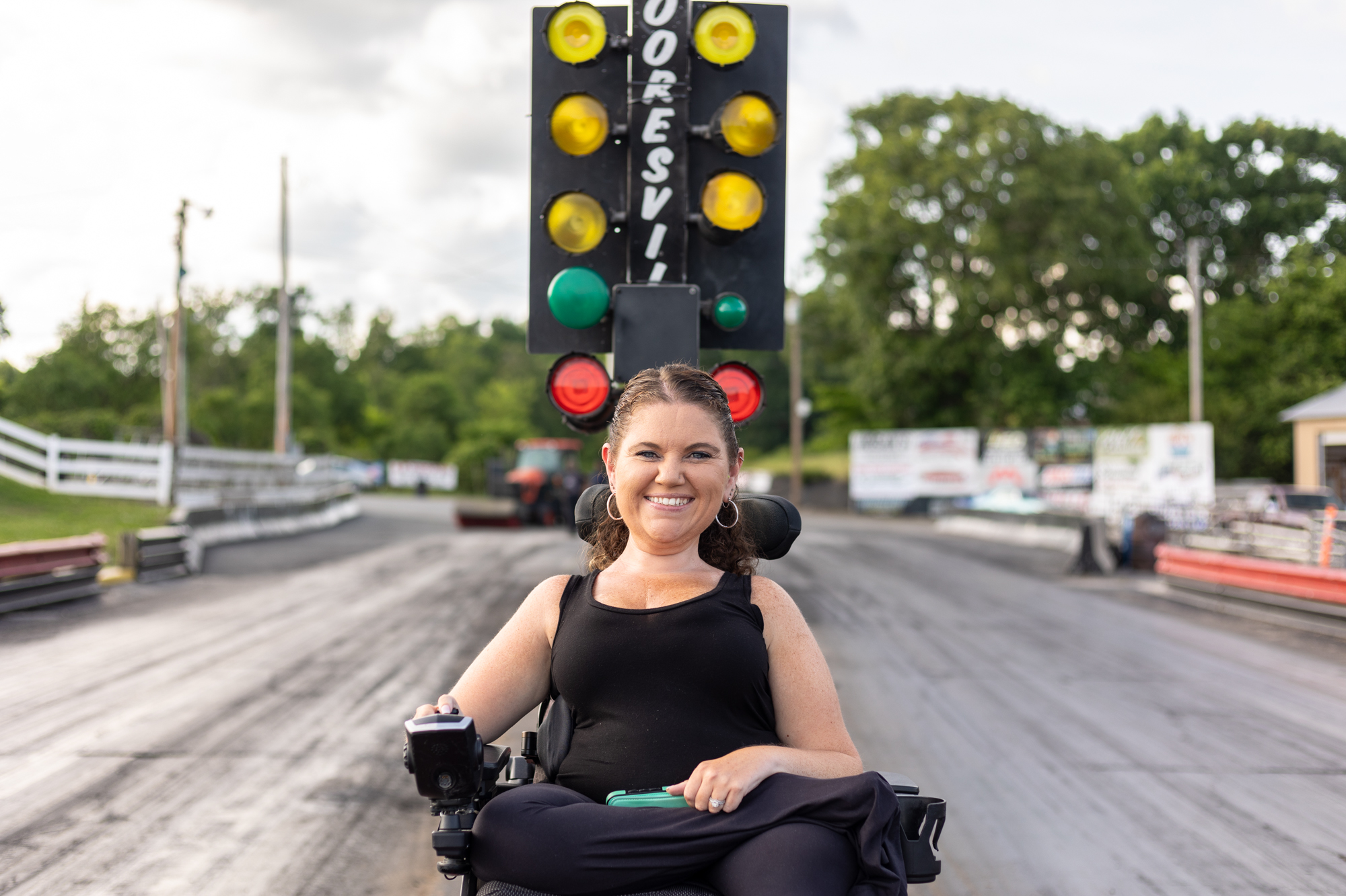 woman on a race track