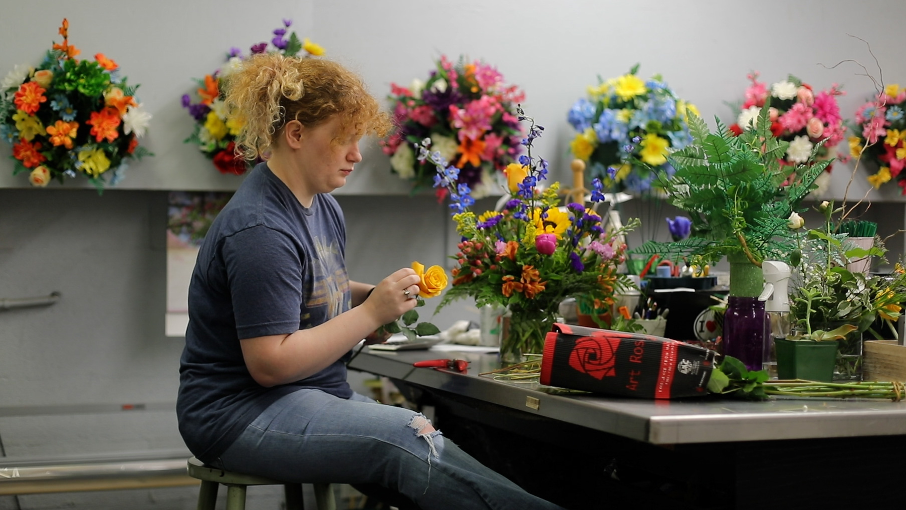 woman in a florist shop