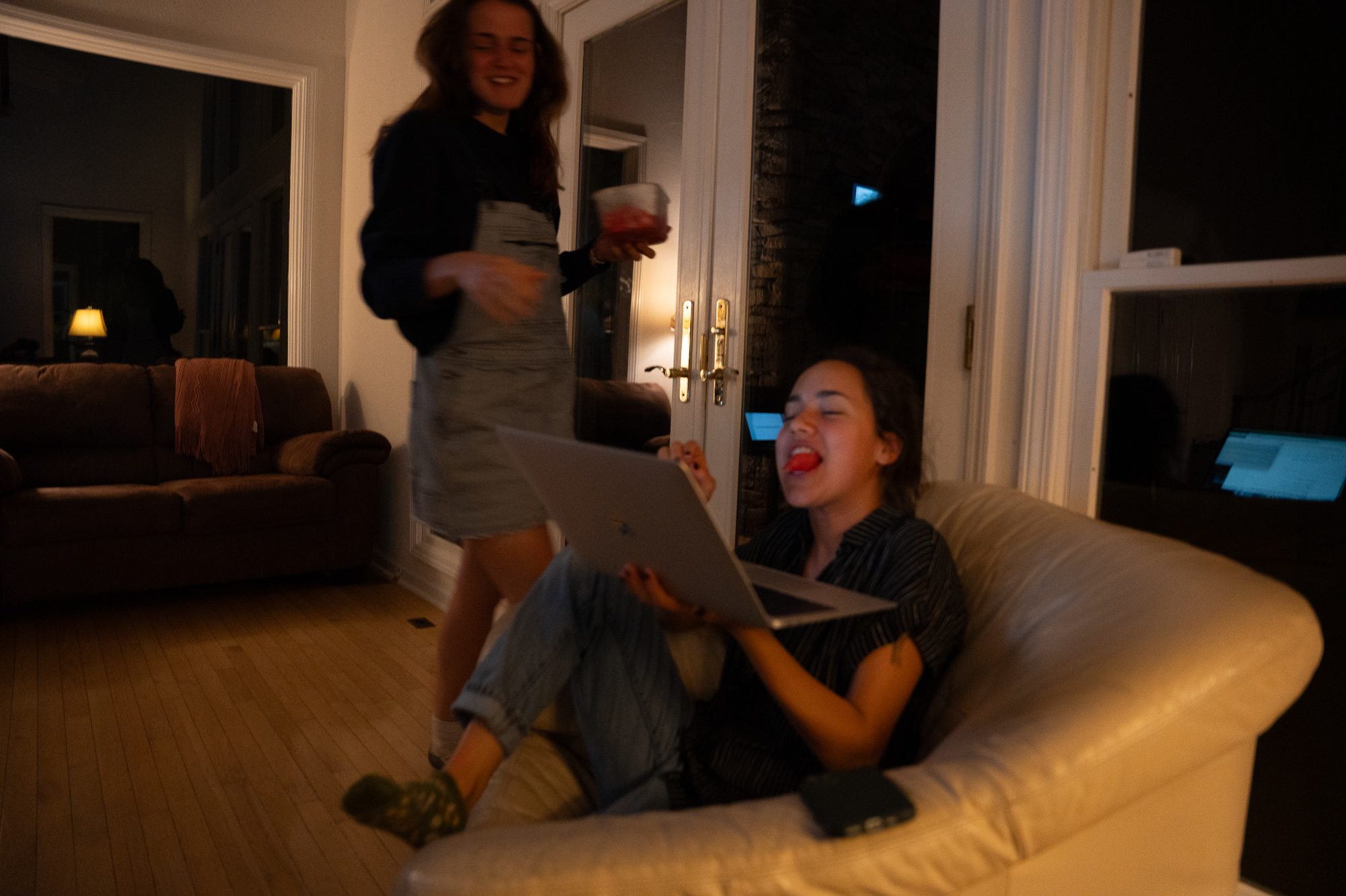 Maya True Wasik shared her snack of watermelon with Amelie Fawson.